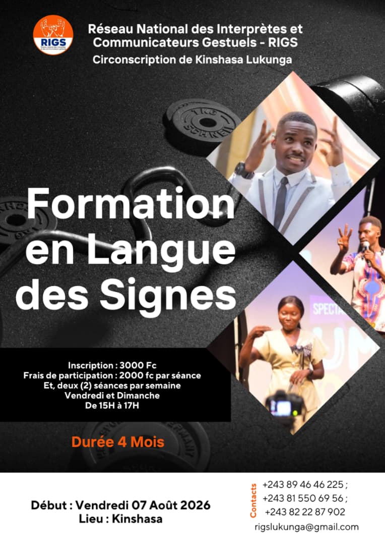 Inclusion : Une Formation en Langue des Signes prévue ce 07 Août par le Réseau des Interprètes et Communicateurs Gestuels Inclusion : Une Formation en Langue des Signes prévue ce 07 Août par le Réseau des Interprètes et Communicateurs Gestuels
