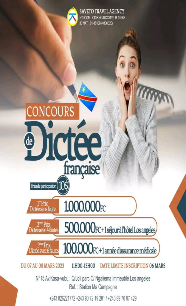 Concours de Dictée Française à Kinshasa : Prouvez vos compétences en écriture et gagnez 1 million… Image 34 624x1024