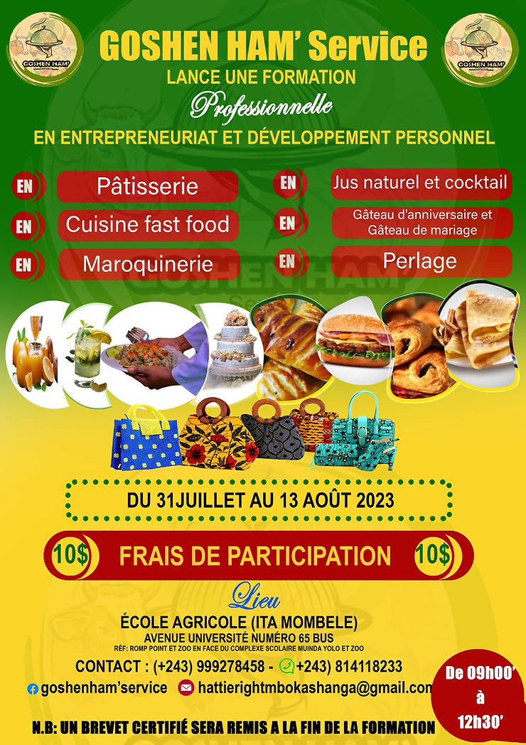Goshen Ham&rsquo; Service invite les jeunes à sa formation sur l&rsquo;entrepreneuriat et le développement