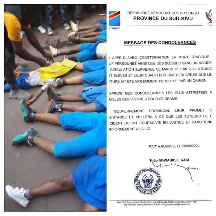 Sud-Kivu : Huit élèves et un chauffeur meurent dans un accident de circulation à Bukavu Image 65